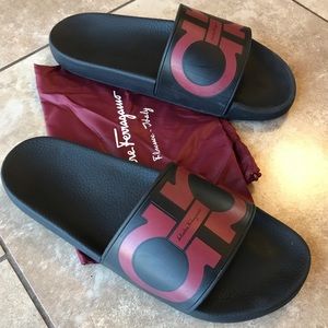 Salvatore Ferragamo Men's “Groove” Slides Size 13